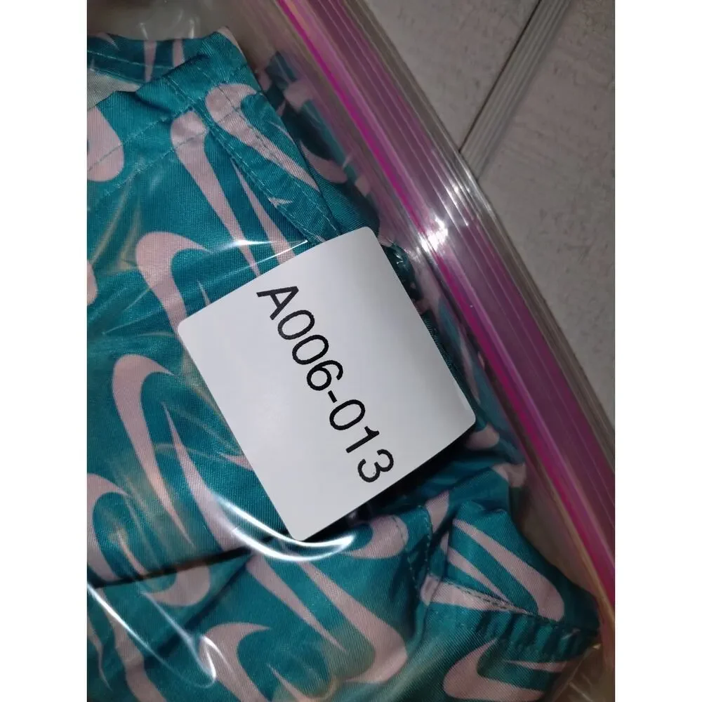 Nike All Over Swoosh Volley Board Shorts Swim Trunks Mens L Teal Pink Athletic